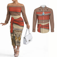Polynesia Ocean Princess Inspired Cosplay Costume Couples Matching Off The Shoulder Long Sleeve Dress and Long Sleeve Button Shirt