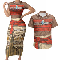 Polynesia Ocean Princess Inspired Cosplay Costume Couples Matching Short Sleeve Bodycon Dress and Hawaiian Shirt