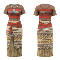 Polynesia Ocean Princess Inspired Cosplay Costume Couples Matching Short Sleeve Bodycon Dress and Long Sleeve Button Shirt