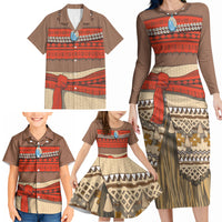 Polynesia Ocean Princess Inspired Cosplay Costume Family Matching Long Sleeve Bodycon Dress and Hawaiian Shirt