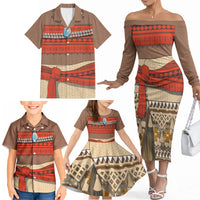 Polynesia Ocean Princess Inspired Cosplay Costume Family Matching Off The Shoulder Long Sleeve Dress and Hawaiian Shirt
