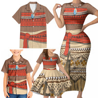 Polynesia Ocean Princess Inspired Cosplay Costume Family Matching Short Sleeve Bodycon Dress and Hawaiian Shirt