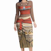 Polynesia Ocean Princess Inspired Cosplay Costume Long Sleeve Bodycon Dress