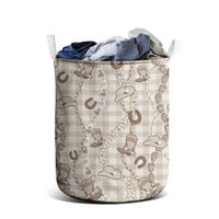 Hawaii Palaka Cowboy Laundry Basket Shell Maile Lei With Western Patterns - Polynesian Pride