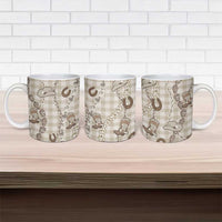 Hawaii Palaka Cowboy Ceramic Mug Shell Maile Lei With Western Patterns - Polynesian Pride