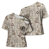 Hawaii Palaka Cowboy Cross Shoulder Shirt Shell Maile Lei With Western Patterns - Polynesian Pride