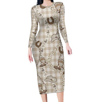 Hawaii Palaka Cowboy Family Matching Long Sleeve Bodycon Dress and Hawaiian Shirt Shell Maile Lei With Western Patterns - Polynesian Pride