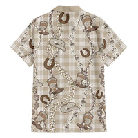 Hawaii Palaka Cowboy Family Matching Off The Shoulder Long Sleeve Dress and Hawaiian Shirt Shell Maile Lei With Western Patterns - Polynesian Pride