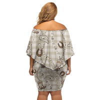 Hawaii Palaka Cowboy Family Matching Off Shoulder Short Dress and Hawaiian Shirt Shell Maile Lei With Western Patterns - Polynesian Pride