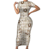 Hawaii Palaka Cowboy Family Matching Short Sleeve Bodycon Dress and Hawaiian Shirt Shell Maile Lei With Western Patterns - Polynesian Pride