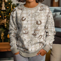 Hawaii Palaka Cowboy Kid Ugly Christmas Sweater Shell Maile Lei With Western Patterns - Polynesian Pride