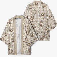 Hawaii Palaka Cowboy Kimono Shell Maile Lei With Western Patterns - Polynesian Pride