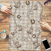 Hawaii Palaka Cowboy Puzzle Shell Maile Lei With Western Patterns - Polynesian Pride