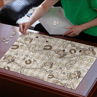 Hawaii Palaka Cowboy Puzzle Shell Maile Lei With Western Patterns - Polynesian Pride