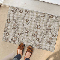 Hawaii Palaka Cowboy Rubber Doormat Shell Maile Lei With Western Patterns - Polynesian Pride