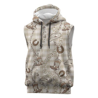 Hawaii Palaka Cowboy Sleeveless Hoodie Shell Maile Lei With Western Patterns - Polynesian Pride