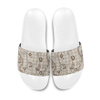 Hawaii Palaka Cowboy Slide Sandals Shell Maile Lei With Western Patterns - Polynesian Pride