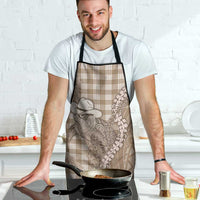 Beige Hawaii Palaka Cowboy Turtle Apron Hawaiian Paniolo Puakenikeni Maile Lei - Polynesian Pride
