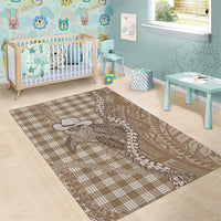 Beige Hawaii Palaka Cowboy Turtle Area Rug Hawaiian Paniolo Puakenikeni Maile Lei - Polynesian Pride