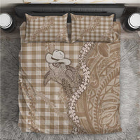 Beige Hawaii Palaka Cowboy Turtle Bedding Set Hawaiian Paniolo Puakenikeni Maile Lei - Polynesian Pride