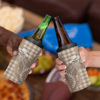 Beige Hawaii Palaka Cowboy Turtle 4 in 1 Can Cooler Tumbler Hawaiian Paniolo Puakenikeni Maile Lei - Polynesian Pride