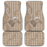 Beige Hawaii Palaka Cowboy Turtle Car Mats Hawaiian Paniolo Puakenikeni Maile Lei - Polynesian Pride