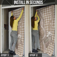 Beige Hawaii Palaka Cowboy Turtle Door Cover Hawaiian Paniolo Puakenikeni Maile Lei - Polynesian Pride