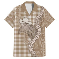Beige Hawaii Palaka Cowboy Turtle Family Matching Long Sleeve Bodycon Dress and Hawaiian Shirt Hawaiian Paniolo Puakenikeni Maile Lei - Polynesian Pride