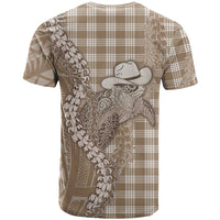 Beige Hawaii Palaka Cowboy Turtle T Shirt Hawaiian Paniolo Puakenikeni Maile Lei - Polynesian Pride