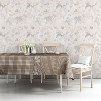 Beige Hawaii Palaka Cowboy Turtle Tablecloth Hawaiian Paniolo Puakenikeni Maile Lei - Polynesian Pride