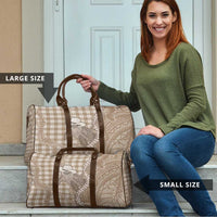 Beige Hawaii Palaka Cowboy Turtle Travel Bag Hawaiian Paniolo Puakenikeni Maile Lei - Polynesian Pride