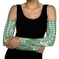 Green Hawaii Palaka Cowboy Turtle Arm Sleeves Hawaiian Paniolo Puakenikeni Maile Lei - Polynesian Pride
