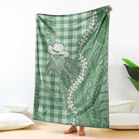 Green Hawaii Palaka Cowboy Turtle Blanket Hawaiian Paniolo Puakenikeni Maile Lei - Polynesian Pride