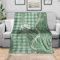 Green Hawaii Palaka Cowboy Turtle Blanket Hawaiian Paniolo Puakenikeni Maile Lei - Polynesian Pride