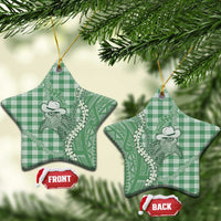 Green Hawaii Palaka Cowboy Turtle Ceramic Ornament Hawaiian Paniolo Puakenikeni Maile Lei - Polynesian Pride