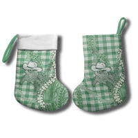 Green Hawaii Palaka Cowboy Turtle Christmas Stocking Hawaiian Paniolo Puakenikeni Maile Lei - Polynesian Pride