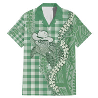Green Hawaii Palaka Cowboy Turtle Family Matching Mermaid Dress and Hawaiian Shirt Hawaiian Paniolo Puakenikeni Maile Lei - Polynesian Pride