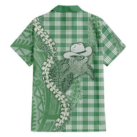 Green Hawaii Palaka Cowboy Turtle Hawaiian Shirt Hawaiian Paniolo Puakenikeni Maile Lei - Polynesian Pride