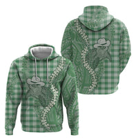Green Hawaii Palaka Cowboy Turtle Hoodie Hawaiian Paniolo Puakenikeni Maile Lei - Polynesian Pride