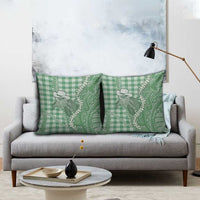 Green Hawaii Palaka Cowboy Turtle Pillow Cover Hawaiian Paniolo Puakenikeni Maile Lei - Polynesian Pride