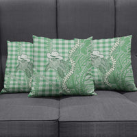 Green Hawaii Palaka Cowboy Turtle Pillow Cover Hawaiian Paniolo Puakenikeni Maile Lei - Polynesian Pride
