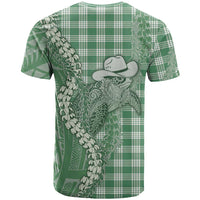 Green Hawaii Palaka Cowboy Turtle T Shirt Hawaiian Paniolo Puakenikeni Maile Lei - Polynesian Pride
