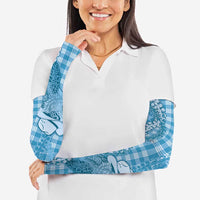 Blue Hawaii Palaka Cowboy Turtle Arm Sleeves Hawaiian Paniolo Puakenikeni Maile Lei - Polynesian Pride