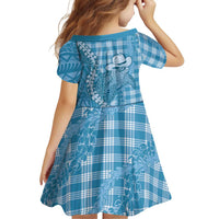 Blue Hawaii Palaka Cowboy Turtle Family Matching Long Sleeve Bodycon Dress and Hawaiian Shirt Hawaiian Paniolo Puakenikeni Maile Lei - Polynesian Pride