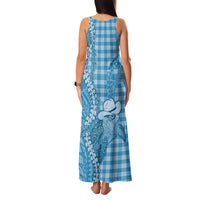 Blue Hawaii Palaka Cowboy Turtle Family Matching Tank Maxi Dress and Hawaiian Shirt Hawaiian Paniolo Puakenikeni Maile Lei - Polynesian Pride