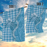 Blue Hawaii Palaka Cowboy Turtle Garden Flag Hawaiian Paniolo Puakenikeni Maile Lei - Polynesian Pride