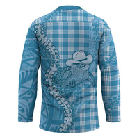 Blue Hawaii Palaka Cowboy Turtle Hockey Jersey Hawaiian Paniolo Puakenikeni Maile Lei - Polynesian Pride