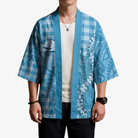 Blue Hawaii Palaka Cowboy Turtle Kimono Hawaiian Paniolo Puakenikeni Maile Lei - Polynesian Pride