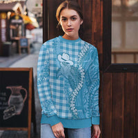 Blue Hawaii Palaka Cowboy Turtle Ugly Christmas Sweater Hawaiian Paniolo Puakenikeni Maile Lei - Polynesian Pride