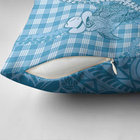 Blue Hawaii Palaka Cowboy Turtle Pillow Cover Hawaiian Paniolo Puakenikeni Maile Lei - Polynesian Pride